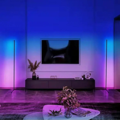 Світлодіодний кутовий RGB торшер підлоговий LED світильник збірної з пультом та регулюванням яскравості 150см Світлодіодний кутовий RGB торшер підлоговий LED світильник збірної з пультом та регулюванням яскравості 150см