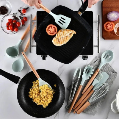 Кухонные принадлежностей силиконовые набор 12 предметов Kitchen & dining кухонная утварь для кухни мятный Кухонные принадлежностей силиконовые набор 12 предметов Kitchen & dining кухонная утварь для кухни мятный
