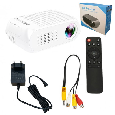 Портативный мини проектор Projector LED YG320 Mini белый с динамиком для дома лед проектор карманный домашний Портативный мини проектор Projector LED YG320 Mini белый с динамиком для дома лед проектор карманный домашний