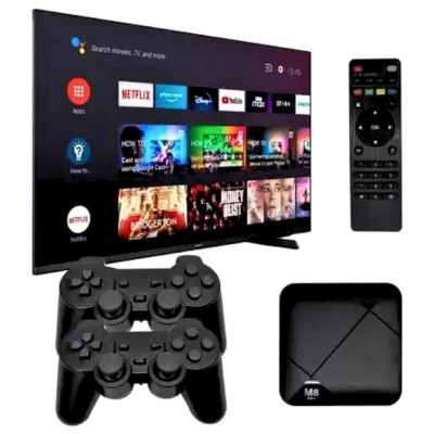 Игровая консоль приставка для телевизора M8 mini 4K Android ТВ с встроенным эмулятором ретро игр и джойстиками Игровая консоль приставка для телевизора M8 mini 4K Android ТВ с встроенным эмулятором ретро игр и джойстиками