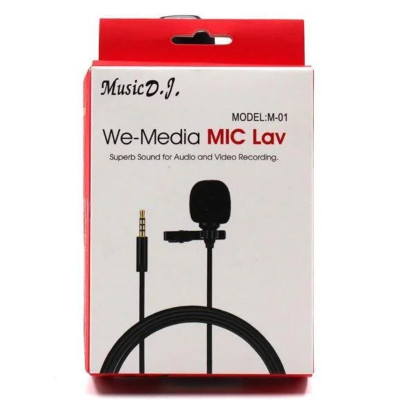 Микрофон петличный для записи звука Петличка блогерская с клипсой We Media Mic M 01 jack 3.5 мм