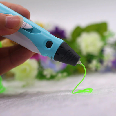 3D Ручка для дітей 3Д ручка 3 покоління з дисплеєм LCD Pen 3 блакитна Набір з Еко Пластиком та трафаретом