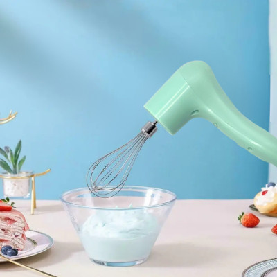 Миксер электрический ручной кухонный беспроводной на аккумуляторе USB мятный