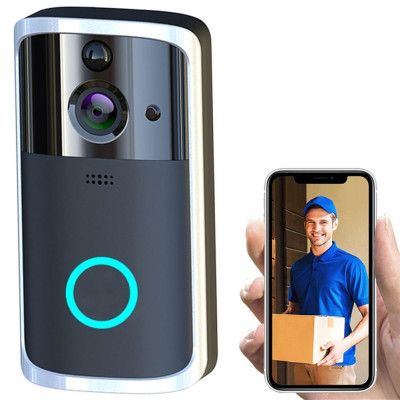 Бездротовий відеодзвінок з датчиком руху HD Wi-Fi Eken V5 Black Bluetoth відео дзвінок око на двері Бездротовий відеодзвінок з датчиком руху HD Wi-Fi Eken V5 Black Bluetoth відео дзвінок око на двері
