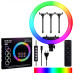Набор блогера 5в1 Кольцевая RGB LED лампа 45см Штатив 2м Селфи трипод Bluetooth Петличный микрофон экшн камера Набор блогера 5в1 Кольцевая RGB LED лампа 45см Штатив 2м Селфи трипод Bluetooth Петличный микрофон экшн камера