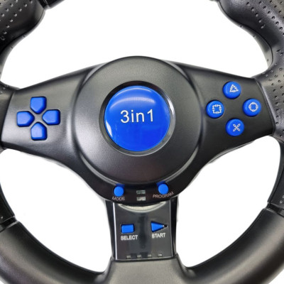Кермо з педалями 3в1 Vibration Steering wheel педалями газу та гальма мультимедійний універсальний джойстик-кермо Кермо з педалями 3в1 Vibration Steering wheel педалями газу та гальма мультимедійний універсальний джойстик-кермо
