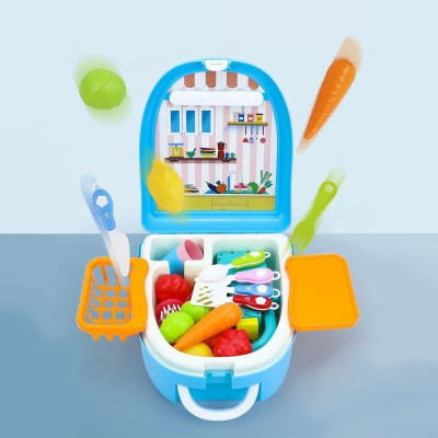 Игровой набор Кухня в чемодане с овощами мойка в форме рюкзака голубой Washing vegetable basin Игровой набор Кухня в чемодане с овощами мойка в форме рюкзака голубой Washing vegetable basin