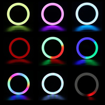 Светодиодная кольцевая цветная RGB лампа LED MJ33 Набор блогера селфи кольцо со штативом Мультиколор 31 см Светодиодная кольцевая цветная RGB лампа LED MJ33 Набор блогера селфи кольцо со штативом Мультиколор 31 см