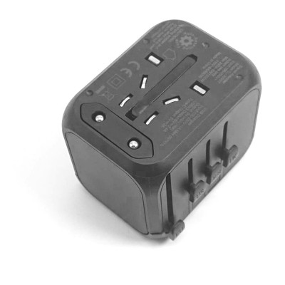 Універсальний мережевий USB адаптер для подорожей та дому Travel Adapter перехідник для розеток Чорний Універсальний мережевий USB адаптер для подорожей та дому Travel Adapter перехідник для розеток Чорний