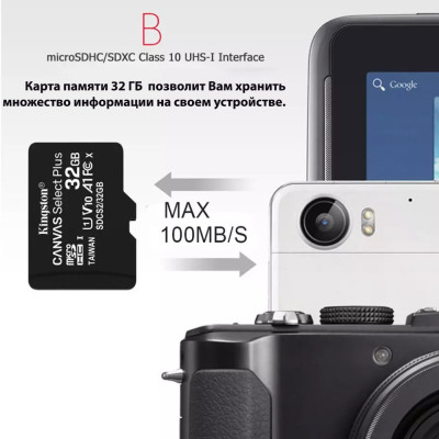 Карта памяти 32 ГБ microSD Class 10 для техники микро СД без адаптера флеш карточка Карта памяти 32 ГБ microSD Class 10 для техники микро СД без адаптера флеш карточка