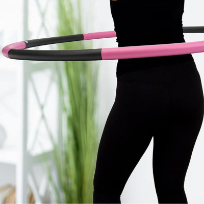 Обруч хулахуп складной массажный на 8 секций для фитнеса Hoola Hoop серо-розовый Обруч хулахуп складной массажный на 8 секций для фитнеса Hoola Hoop серо-розовый