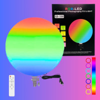 Круглая светодиодная лампа 33см цветная с пультом RGB-LED Fill Light GS-330 портативная лампа для фото и видео Круглая светодиодная лампа 33см цветная с пультом RGB-LED Fill Light GS-330 портативная лампа для фото и видео