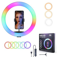 Кольорова кільцева лампа RGB 36 см MJ36 кольорова світлодіодна для блогерів Кольорова кільцева лампа RGB 36 см MJ36 кольорова світлодіодна для блогерів