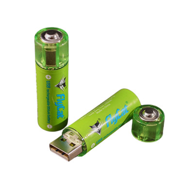 Батарейки акумуляторні перезаряджаємі  USB Акумулятор FluCat AA 2 шт в комплекті в кейсі 1500 mAh