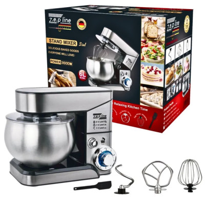 Кухонный тестомес Zepline ZP105 3500W многофункциональный с 3 насадками планетарный миксер для дома