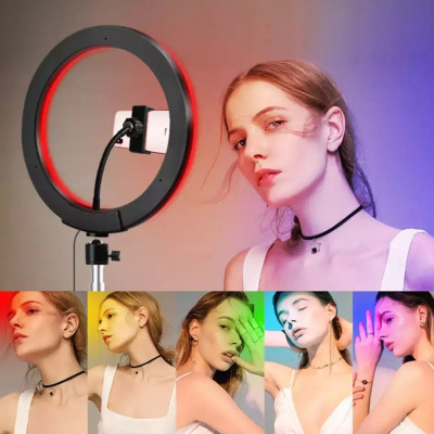 Цветная кольцевая лампа RGB 36 см MJ36 разноцветная светодиодная для блогеров Цветная кольцевая лампа RGB 36 см MJ36 разноцветная светодиодная для блогеров