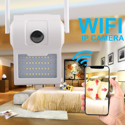 Настенная камера видеонаблюдения IP Wi-Fi с фонарем уличная водонепроницаемая с микрофоном и динамиком Настенная камера видеонаблюдения IP Wi-Fi с фонарем уличная водонепроницаемая с микрофоном и динамиком