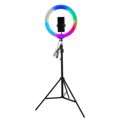 Светодиодная кольцевая лампа RGB 3D 26 см со штативом 2 м цветная двухсторонняя LED Селфи кольцо от USB Светодиодная кольцевая лампа RGB 3D 26 см со штативом 2 м цветная двухсторонняя LED Селфи кольцо от USB
