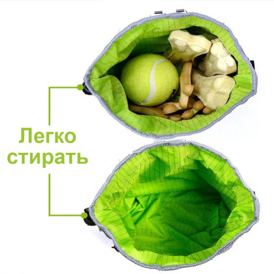Сумка для дрессировки собак Perfect Power Серая Мешочек для угощений на пояс и через плечо с кармашками