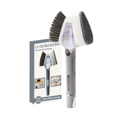 Двостороння щітка для миття посуду Dish Wand Scrub Вrush 2в1 кухонна губка з дозатором та насадками