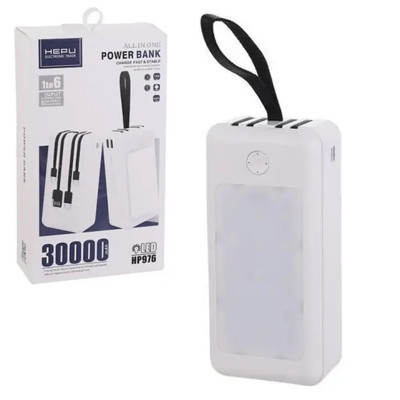 Повербанк 30000 mAh power bank HP976 зарядка для телефона зарядное устройство USB Type-C micro USB  Lightning