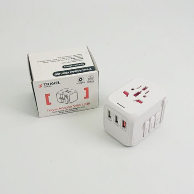 Универсальный сетевой USB адаптер для путешествий и дома Travel Adapter переходник для розеток Белый Универсальный сетевой USB адаптер для путешествий и дома Travel Adapter переходник для розеток Белый