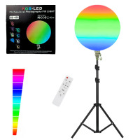 Светодиодная круглая лампа RGB-LED Fill Light GS-450 цветная 45см с пультом и штативом 2м для студийной съёмки Светодиодная круглая лампа RGB-LED Fill Light GS-450 цветная 45см с пультом и штативом 2м для студийной съёмки