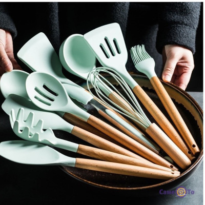 Кухонные принадлежностей силиконовые набор 12 предметов Kitchen & dining кухонная утварь для кухни мятный Кухонные принадлежностей силиконовые набор 12 предметов Kitchen & dining кухонная утварь для кухни мятный