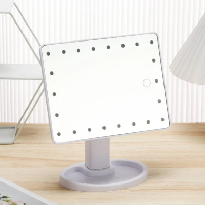 Косметичне дзеркало для макіяжу настільне з підсвічуванням LED Mirror сенсорне White 22 світлодіода Косметичне дзеркало для макіяжу настільне з підсвічуванням LED Mirror сенсорне White 22 світлодіода