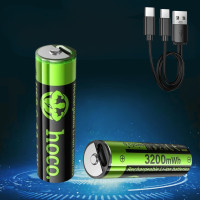 Перезаряджувані батареї акумуляторні Hoco JA3 USB-C Комплект пальчикових акумуляторів АА 3200mWh 2шт Перезаряджувані батареї акумуляторні Hoco JA3 USB-C Комплект пальчикових акумуляторів АА 3200mWh 2шт