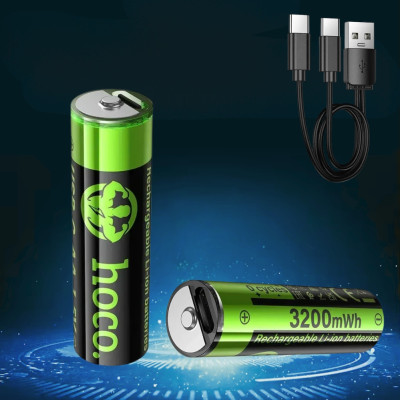 Перезаряджувані батареї акумуляторні Hoco JA3 USB-C Комплект пальчикових акумуляторів АА 3200mWh 2шт