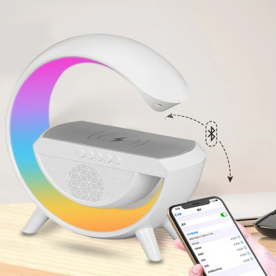Настільна смарт лампа нічник з Bluetooth колонкою та бездротовою зарядкою для телефону RGB світильник Настільна смарт лампа нічник з Bluetooth колонкою та бездротовою зарядкою для телефону RGB світильник