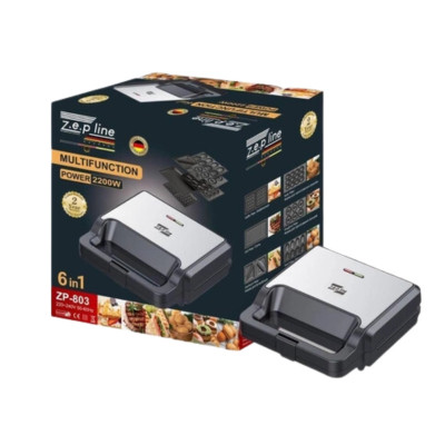 Сендвічниця 6в1 Zepline ZP-803 2200W Вафельниця зі змінними панелями для пончиків печива гриль горішниця Сендвічниця 6в1 Zepline ZP-803 2200W Вафельниця зі змінними панелями для пончиків печива гриль горішниця