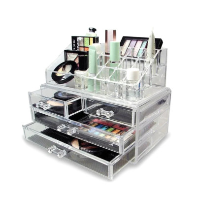 Акриловий органайзер з дзеркалом Універсальний бокс для косметики Cosmetic Storage Box Підставка для помад Акриловий органайзер з дзеркалом Універсальний бокс для косметики Cosmetic Storage Box Підставка для помад