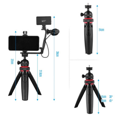 Набір для блогера Vlogger Kit з кульової голівкою штатив мікрофон спалах затиск для смартфона і екшн камери Набір для блогера Vlogger Kit з кульової голівкою штатив мікрофон спалах затиск для смартфона і екшн камери
