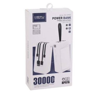 Повербанк 30000 mAh power bank HP976 зарядка для телефона зарядное устройство USB Type-C micro USB  Lightning
