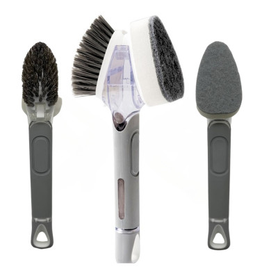 Двостороння щітка для миття посуду Dish Wand Scrub Вrush 2в1 кухонна губка з дозатором та насадками