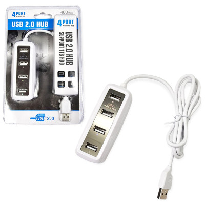 USB хаб концентратор адаптер розгалужувач на 4 порти білий живлення від USB хаб 2.0