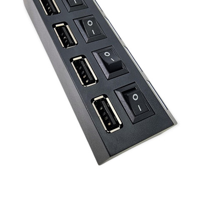 USB хаб розгалужувач на 4 порти з перемикачами на кожен порт концентратор адаптер чорний живлення USB 2.0 USB хаб розгалужувач на 4 порти з перемикачами на кожен порт концентратор адаптер чорний живлення USB 2.0