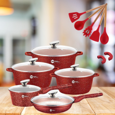 Набор кастрюль со сковородкой и сотейником с антипригарным покрытием Higher Kitchen НК305 для всех типов плит