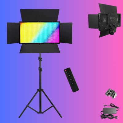 Прямоугольная цветная LED лампа U800 RGB со штативом 2м портативный видеосвет 29х17см для фото и видеосъёмок