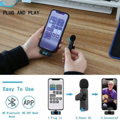 Петличный беспроводной микрофон 2в1 NeePho N8 Plus с шумоподавлением для телефонов с ресивером Type-C Петличный беспроводной микрофон 2в1 NeePho N8 Plus с шумоподавлением для телефонов с ресивером Type-C