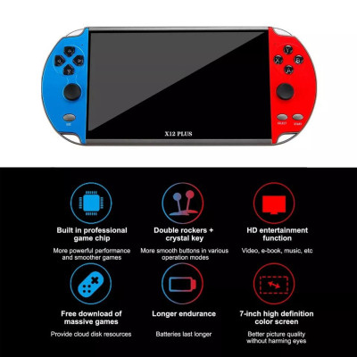 Портативная игровая консоль X12 Plus ретро приставка с дисплеем 7 дюймов встроенными играми выходом к ТВ