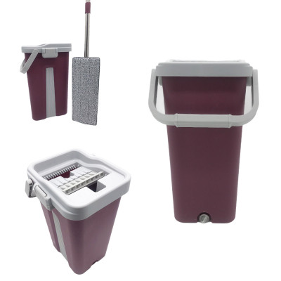 Комплект швабра з відром з автоматичним віджимом Чудо швабра для прибирання Scratch Easy Mop Бузкова