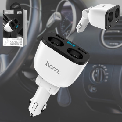 Автомобільна зарядка Hoco Z28 Зарядний пристрій 2xUSB від прикурювача з вольтметром Розділювач в авто