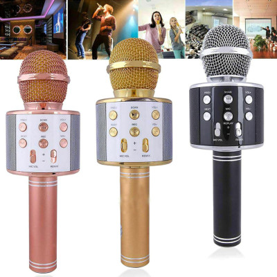 Караоке мікрофон для дітей Мікрофони блютуз бездротовий з колонкою Чорний Black WS-858 Музичні іграшки Караоке мікрофон для дітей Мікрофони блютуз бездротовий з колонкою Чорний Black WS-858 Музичні іграшки
