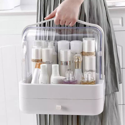 Органайзер для косметики Пылезащитный Водонепроницаемый Cosmetic Storage Box LD 388 Настольный бокс Серый