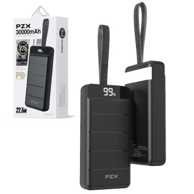 Повербанк 30000 mAh power bank PZX V25 быстрая зарядка для телефона USB Type-C micro USB Lightning