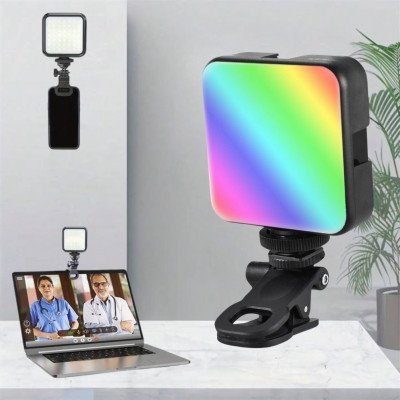 Накамерный беспроводной видеосвет AY-83 аккумуляторная мини LED лампа RGB с прищепкой для фото и видеосъёмки