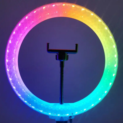 Светодиодная кольцевая лампа RGB 3D 36 см со штативом 2 м цветная двухсторонняя LED Селфи кольцо от USB Светодиодная кольцевая лампа RGB 3D 36 см со штативом 2 м цветная двухсторонняя LED Селфи кольцо от USB